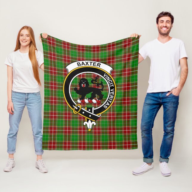 Clan Baxter Modern Tartan Plaid Fleece Blanket (In Situ)