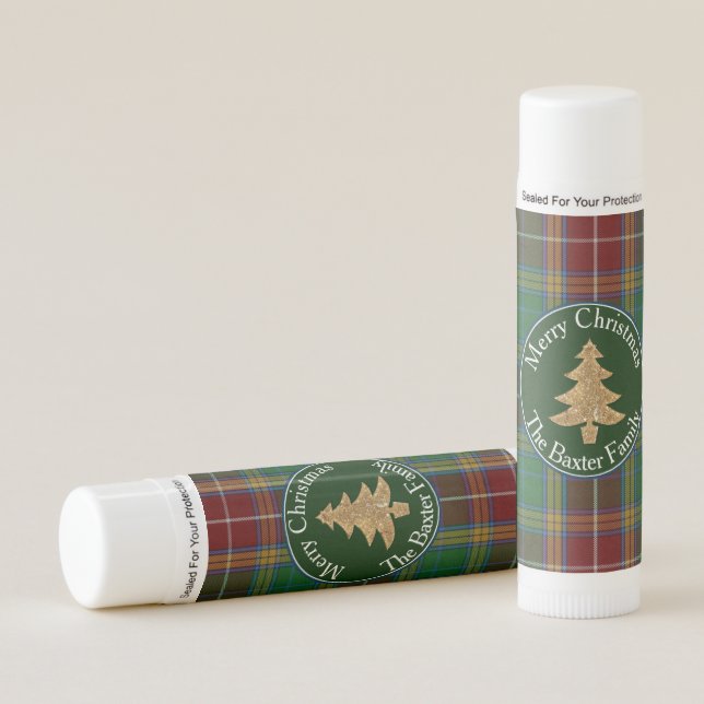 Clan Baxter Plaid Holiday Gift Lip Balm (Front)