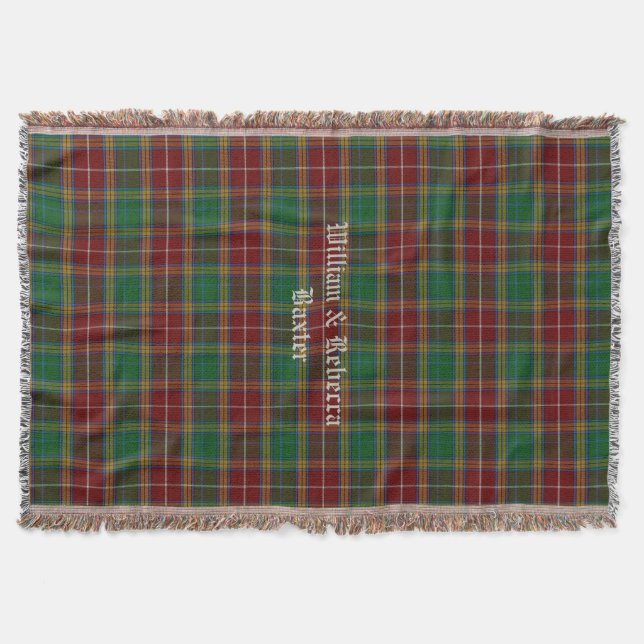 Clan Baxter Tartan Plaid Custom Throw Blanket (Front)