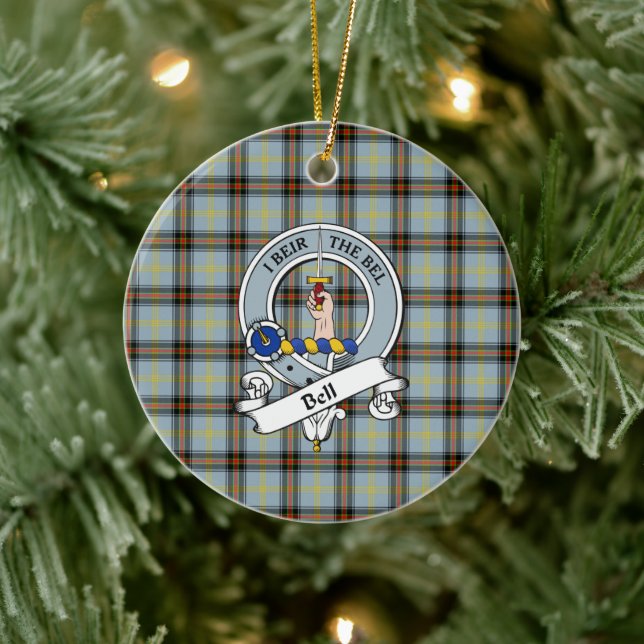 Clan Bell Badge Tartan Plaid Ceramic Ornament (Tree)