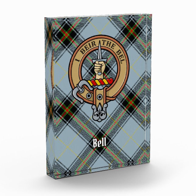 Clan Bell Crest over Tartan Acrylic Award (Left)
