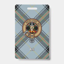 Clan Bell Crest over Tartan Badge
