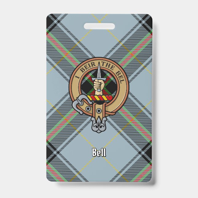 Clan Bell Crest over Tartan Badge (Front)