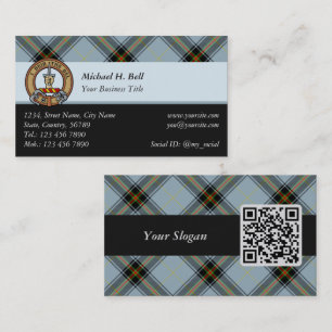 Clan Bell Crest over Tartan Business Card