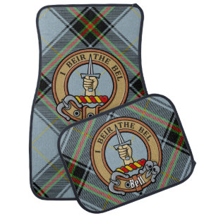 Clan Bell Crest over Tartan Car Floor Mat