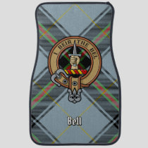 Clan Bell Crest over Tartan Car Floor Mat