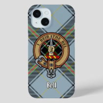 Clan Bell Crest over Tartan iPhone 15 Case