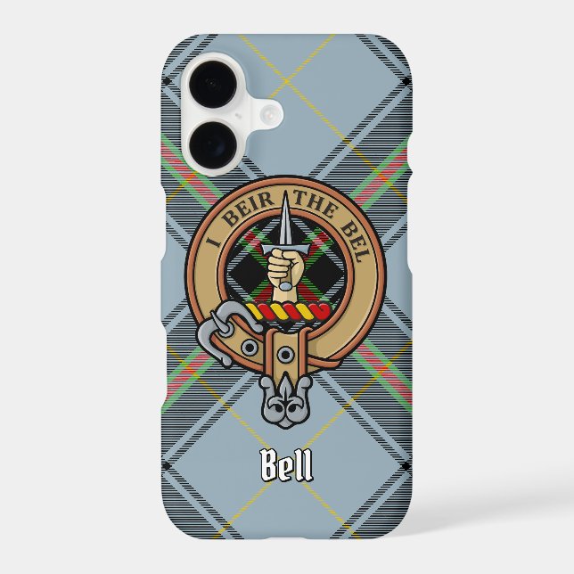 Clan Bell Crest over Tartan Case-Mate iPhone Case (Back)