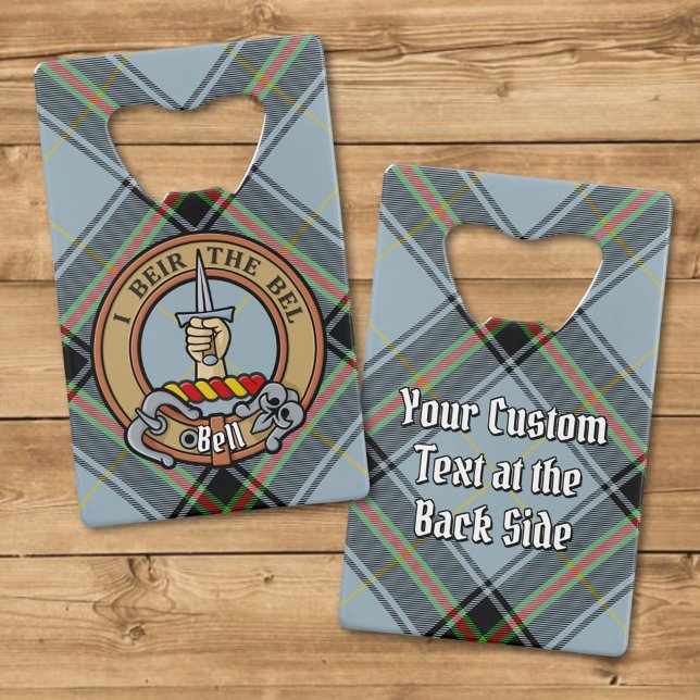 Clan Bell Crest over Tartan Credit Card Bottle Opener (Creator Uploaded)