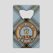 Clan Bell Crest over Tartan Credit Card Bottle Opener
