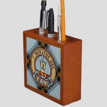 Clan Bell Crest over Tartan Desk Organizer