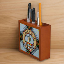 Clan Bell Crest over Tartan Desk Organizer
