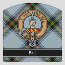 Clan Bell Crest over Tartan Door Sign