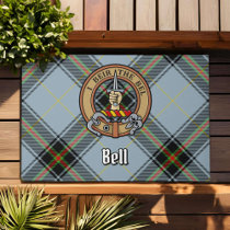 Clan Bell Crest over Tartan Doormat