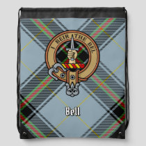 Clan Bell Crest over Tartan Drawstring Bag