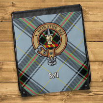 Clan Bell Crest over Tartan Drawstring Bag
