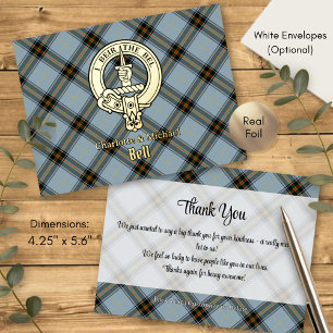 Clan Bell Crest over Tartan Foil Invitation Postcard