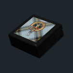 Clan Bell Crest over Tartan Gift Box<br><div class="desc">Clan Bell crest badge surrounded by a strap and buckle over tartan background. Custom text.</div>