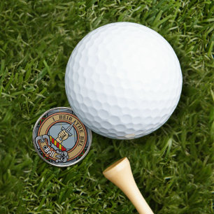 Clan Bell Crest over Tartan Golf Ball Marker