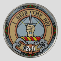 Clan Bell Crest over Tartan Golf Ball Marker