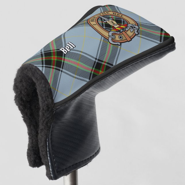 Clan Bell Crest over Tartan Golf Head Cover (3/4 Front)