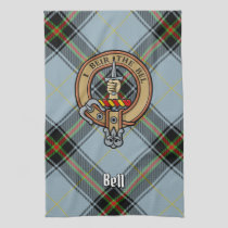 Clan Bell Crest over Tartan Kitchen Towel