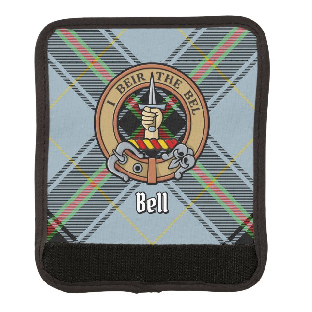 Clan Bell Crest over Tartan Luggage Handle Wrap (Front)