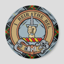 Clan Bell Crest over Tartan Magnet