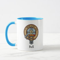 Clan Bell Crest over Tartan Mug