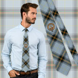 Clan Bell Crest over Tartan Neck Tie<br><div class="desc">Clan Bell crest badge surrounded by a strap and buckle over tartan background. Custom text.</div>