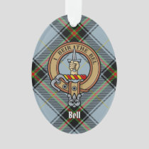 Clan Bell Crest over Tartan Ornament