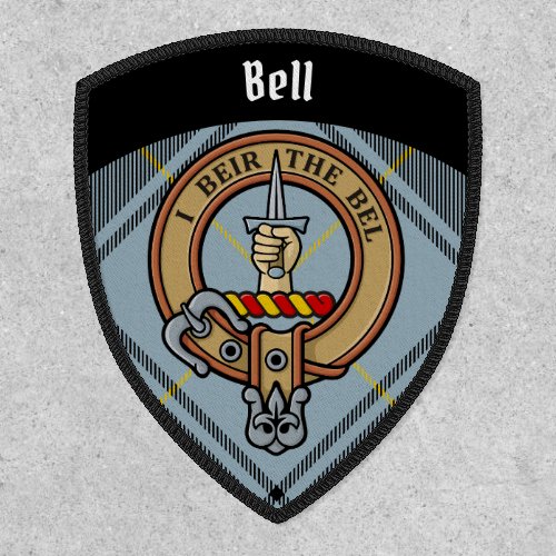 Clan Bell Crest over Tartan Patch