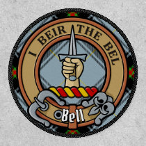 Clan Bell Crest over Tartan Patch