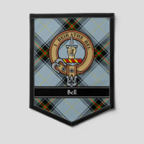 Clan Bell Crest over Tartan Pennant