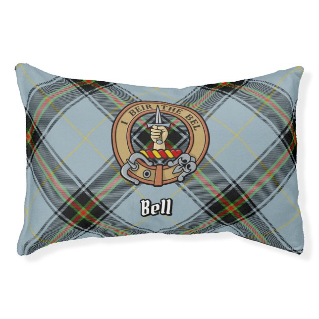 Clan Bell Crest over Tartan Pet Bed (Front)