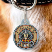 Clan Bell Crest over Tartan Pet ID Tag