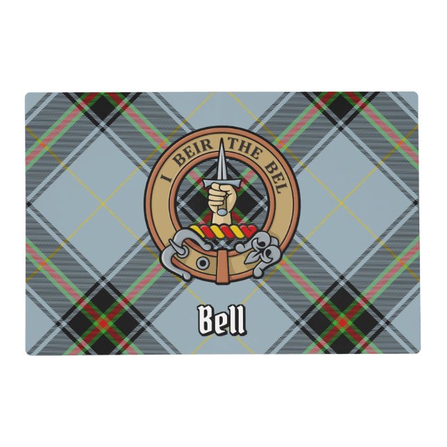 Clan Bell Crest over Tartan Placemat (Front)