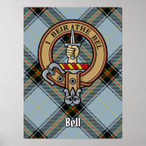 Clan Bell Crest over Tartan Poster