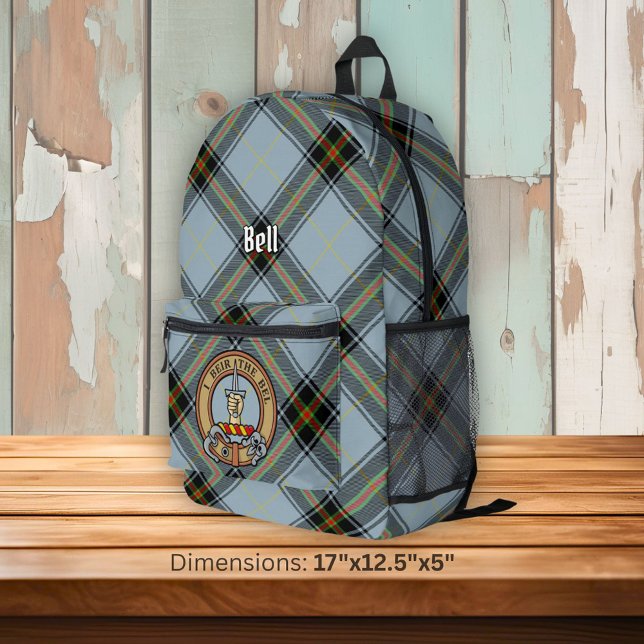 Clan Bell Crest over Tartan Printed Backpack (Creator Uploaded)