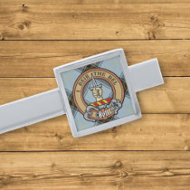 Clan Bell Crest over Tartan Silver Finish Tie Bar