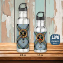 Clan Bell Crest over Tartan Stainless Steel Water Bottle