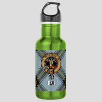 Clan Bell Crest over Tartan Stainless Steel Water Bottle