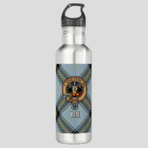 Clan Bell Crest over Tartan Stainless Steel Water Bottle