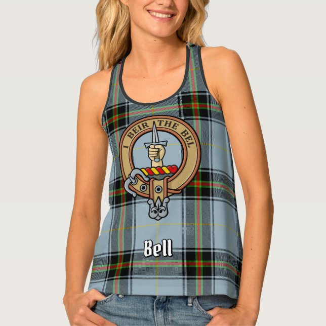 Clan Bell Crest over Tartan Tank Top (Front)