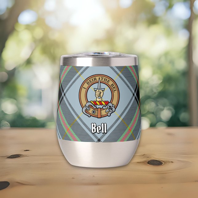 Clan Bell Crest over Tartan Thermal Wine Tumbler (Creator Uploaded)