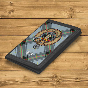 Clan Bell Crest over Tartan Trifold Wallet