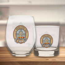 Clan Bell Crest over Tartan Whiskey Glass