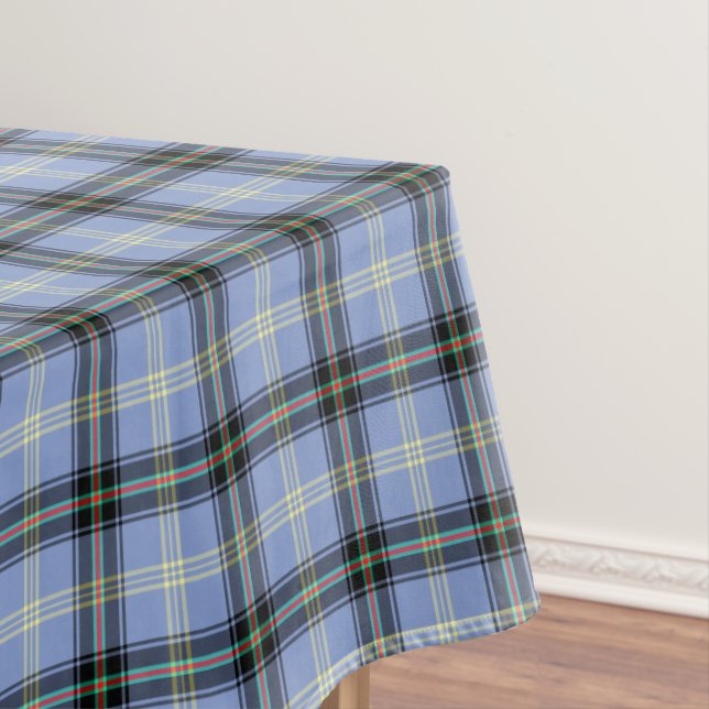 Clan Bell Light Blue and Black Scottish Tartan Tablecloth (In Situ)