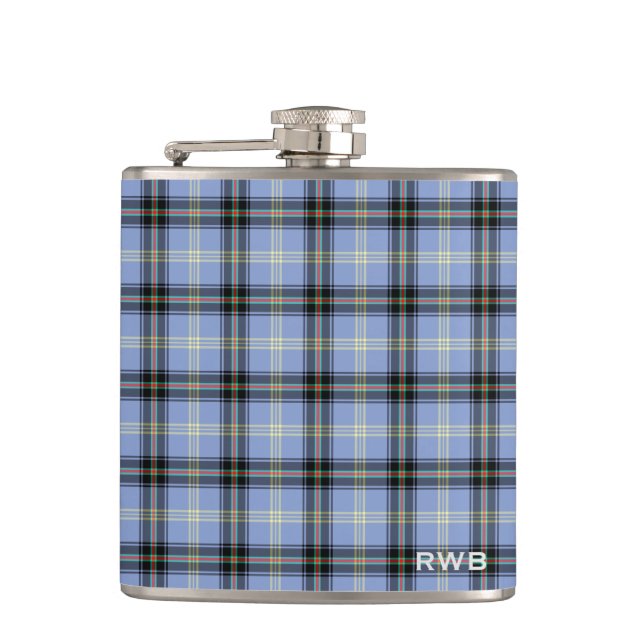 Clan Bell Tartan Monogram Flask (Front)