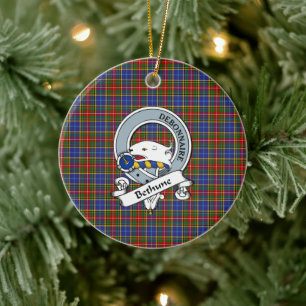 Clan Bethune Badge Tartan Plaid Ceramic Ornament